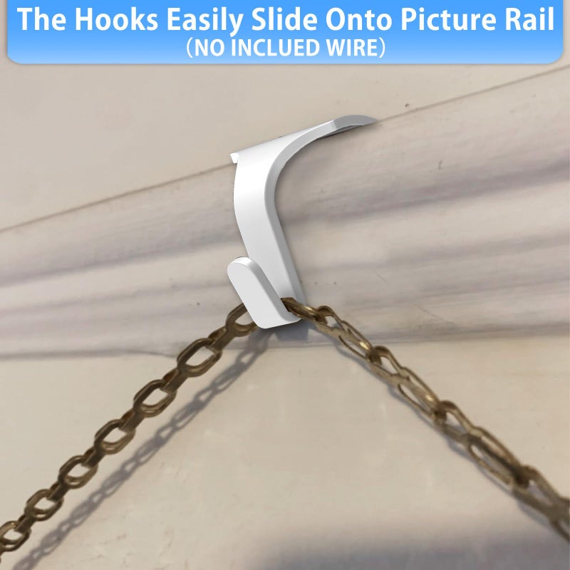 appacare 12 قطعة من خطافات القولبة لقضبان الصور، وخطافات شماعات قضبان الصور للفنون والصور (أبيض) - Image 4